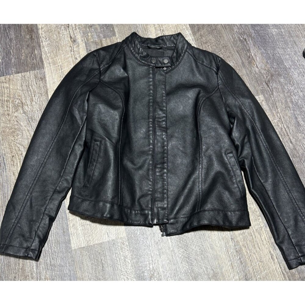 Skinny Girl The Modern Moto Faux Leather Jacket Black Size XL NWOT